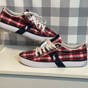 Polo Ralph Lauren Red Plaid Giles Sneakers men’s 7